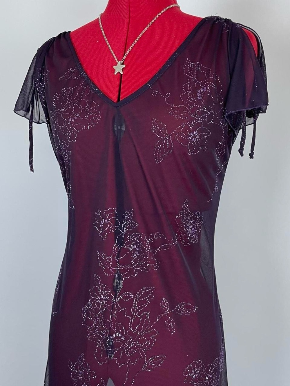 Y2K Vintage Sheer Sparkly Midi Dress